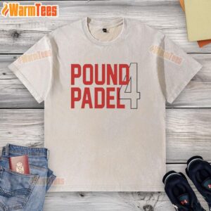 Original Islam Makhachev Pound Padel 4 Washed T-Shirt showcasing a stylish design for MMA fans and casual wear.
