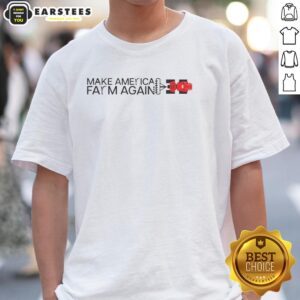 Official Make America Farm Again Combine Harvester T-Shirt featuring a bold design for farming enthusiasts and patriots.