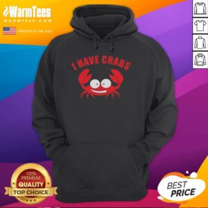 Crab fisherman wearing an 'Awesome I Have Crabs' hoodie, showcasing a fun and humorous design for fishing enthusiasts.