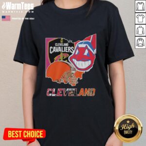 Alt Text: Premium Cleveland Cavaliers football symbol helmet logo on a stylish ladies tee, perfect for fans and casual wear.