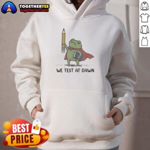 Alt Text: Premium hoodie featuring a frog teacher holding a giant pencil and calculus book, perfect for math enthusiasts.