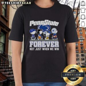 Pretty Peanuts characters with Penn State Nittany Lions logo on a ladies tee, celebrating NFL spirit beyond wins.