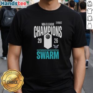 Premium Greensboro Swarm NBA League Champions 2026 T-Shirt featuring team logo and vibrant colors, perfect for fans.