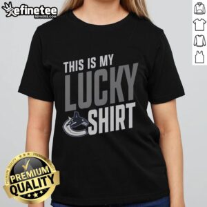 Premium Vancouver Canucks This Is My Lucky Ladies Tee in vibrant colors, perfect for fans and stylish game day wear.