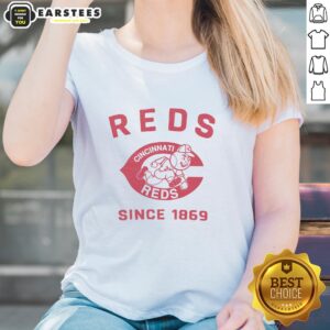 Official Cincinnati Reds Cooperstown Duster Ladies Tee featuring a stylish design perfect for fans and casual wear.