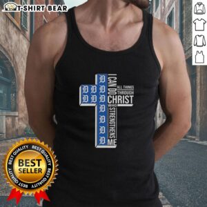Alt Text: Top Detroit Tigers Cross 'I Can Do All Things Through Christ Who Strengthens Me' Tank Top for fans