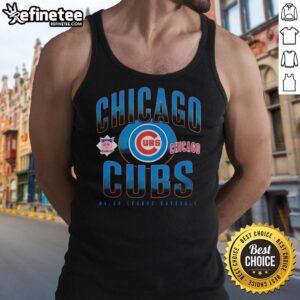 Alt Text: Stylish black boxy tank top featuring a retro Chicago Cubs design, perfect for sports fans and casual wear.