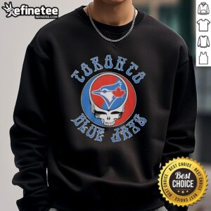 Alt Text: Stylish Toronto Blue Jays X Grateful Dead Steal Your Face logo mashup sweatshirt for fans and collectors.