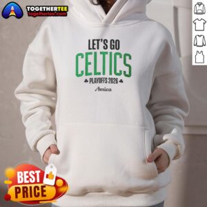 2026 Boston Celtics playoffs Amica hoodie featuring vibrant team colors and logo, perfect for fans.
