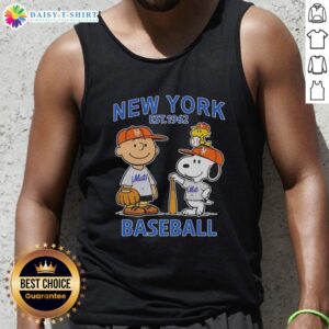 Pretty Charlie Brown and Snoopy X New York Mets Basketball Est 1962 tank top featuring vibrant graphics and team colors.