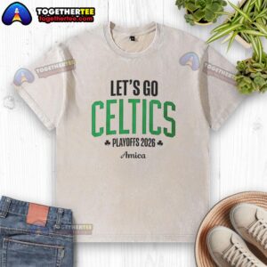 Awesome Boston Celtics Playoffs 2026 Amica Washed T-Shirt featuring vibrant team colors and logo for fans.
