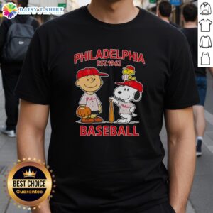 Pretty Charlie Brown and Snoopy X Philadelphia Phillies Basketball T-Shirt, established 1962, featuring playful cartoon design.