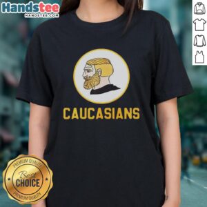 Official Yes Chad Caucasians logo on a stylish ladies tee, perfect for casual wear and showcasing your support.