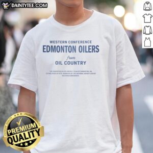 Nice Western Conference Edmonton Oilers T-Shirt from Oil Country featuring bold team graphics and vibrant colors.