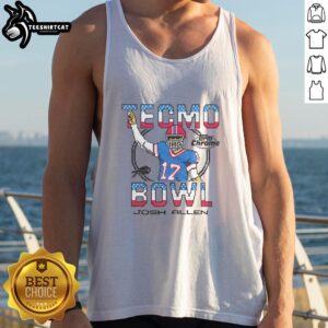 Official Tecmo Bowl X Topps Chrome Bill Josh Allen Tank Top featuring vibrant graphics and bold design for fans.