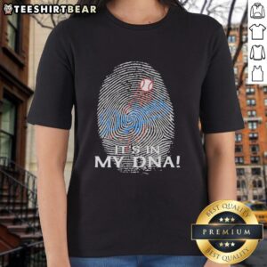 Premium Los Angeles Dodgers MLB 'It's In My DNA' fingerprint ladies tee, perfect for Dodgers fans and casual wear.