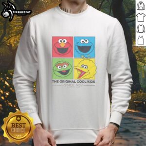 Alt Text: Cozy Nice Sesame Street sweatshirt featuring classic characters, celebrating cool kids since 1969. Perfect for fans!
