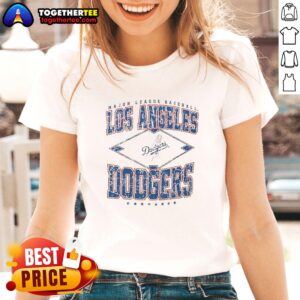 Alt Text: Official Los Angeles Dodgers Major League Baseball Cooperstown Diamond Ladies Tee showcasing team colors and logo.