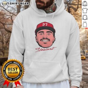 Alt Text: Premium Sal Stewart Cincinnati Reds MLB Big Face Signature Hoodie featuring vibrant team colors and bold graphics.