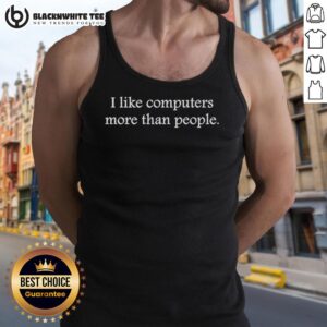 Pretty I Like Computers More Than People tank top design featuring a stylish graphic and vibrant colors.