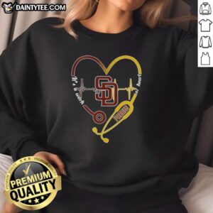Original San Diego Padres sweatshirt featuring stethoscope and heartbeat design, perfect for fans and heart health advocates.