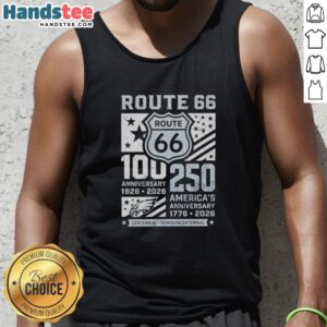 Premium Philadelphia Eagles Route 66 tank top celebrating the 100th anniversary, perfect for fans and collectors.