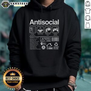 Awesome Antisocial Traits Hoodie featuring unique graphic design, perfect for fans of edgy streetwear and antisocial humor.