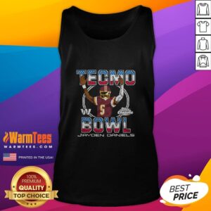 Official Tecmo Bowl X Topps Chrome Commanders Jayden Daniels tank top featuring vibrant graphics and team logo.