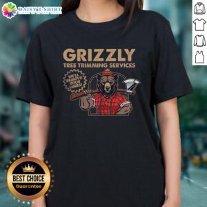 Vintage retro Grizzly tree trimming services tee for women, promoting professional limb removal and outdoor care.