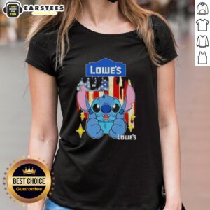 Cute Stitch Like Lowes USA Flag Ladies Tee featuring a stylish design perfect for patriotic fashion enthusiasts.