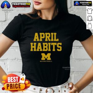 Official April Habits Michigan Wolverines ladies tee featuring team colors and logo, perfect for fans and casual wear.