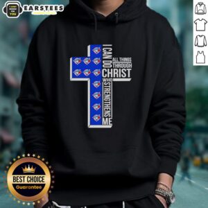 Alt Text: Official Toronto Blue Jays Cross hoodie featuring I Can Do All Things Through Christ Who Strengthens Me logo.