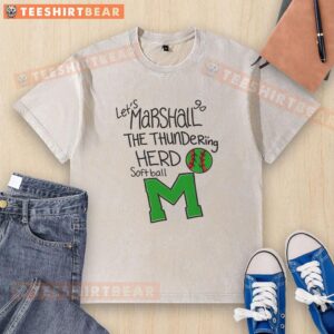 Alt Text: Good Lets Marshall Go The Thundering Herd softball washed t-shirt in green, perfect for fans and athletes.