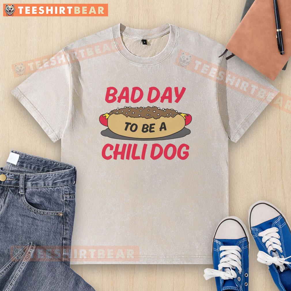 funny-bad-day-to-be-a-chili-dog-washed-t-shirt Funny 'Bad Day to Be a Chili Dog' washed t-shirt featuring a humorous graphic of a chili dog in distress.