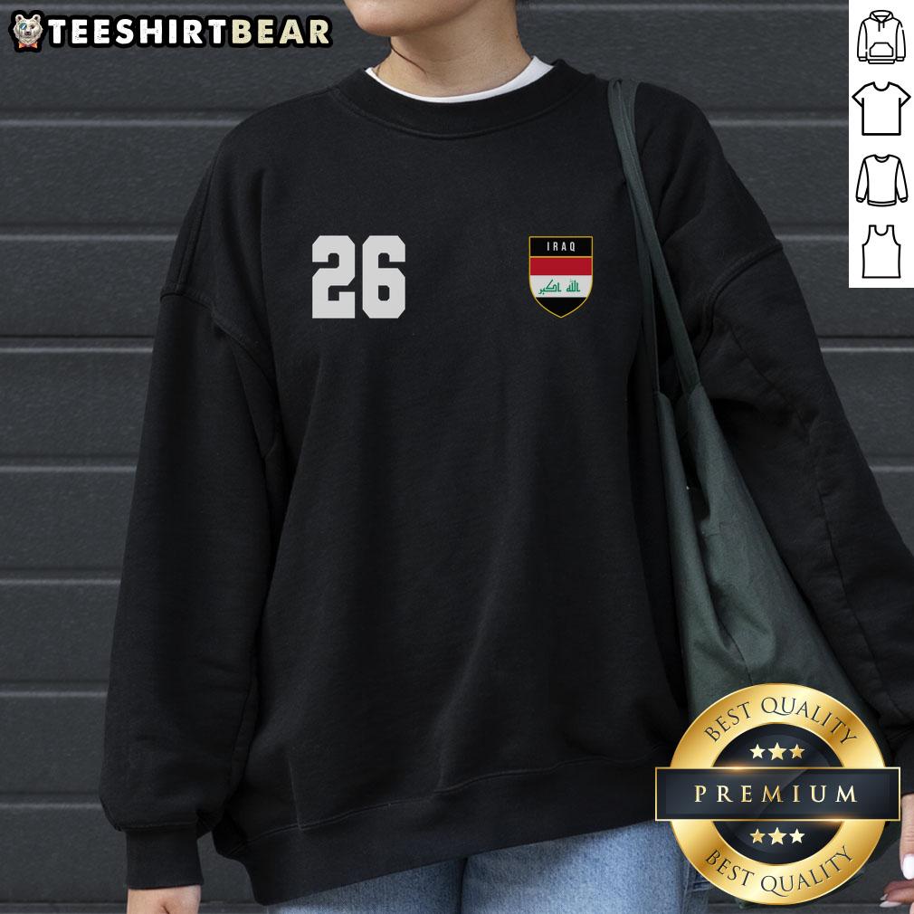funny-iraq-nation-football-soccer-26-jersey-sweatshirt Alt Text: Funny Iraq Nation Football Soccer 26 Jersey Sweatshirt, perfect for fans showing team spirit and humor.