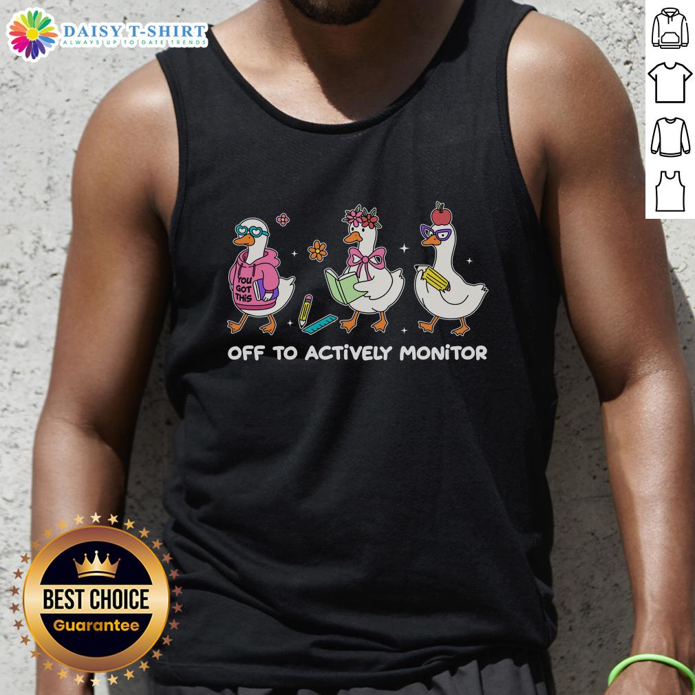 Funny Off To Actively Monitor Silly Goose School Tank Top Funny Off to Actively Monitor Silly Goose School Tank Top featuring a whimsical goose design in vibrant colors.