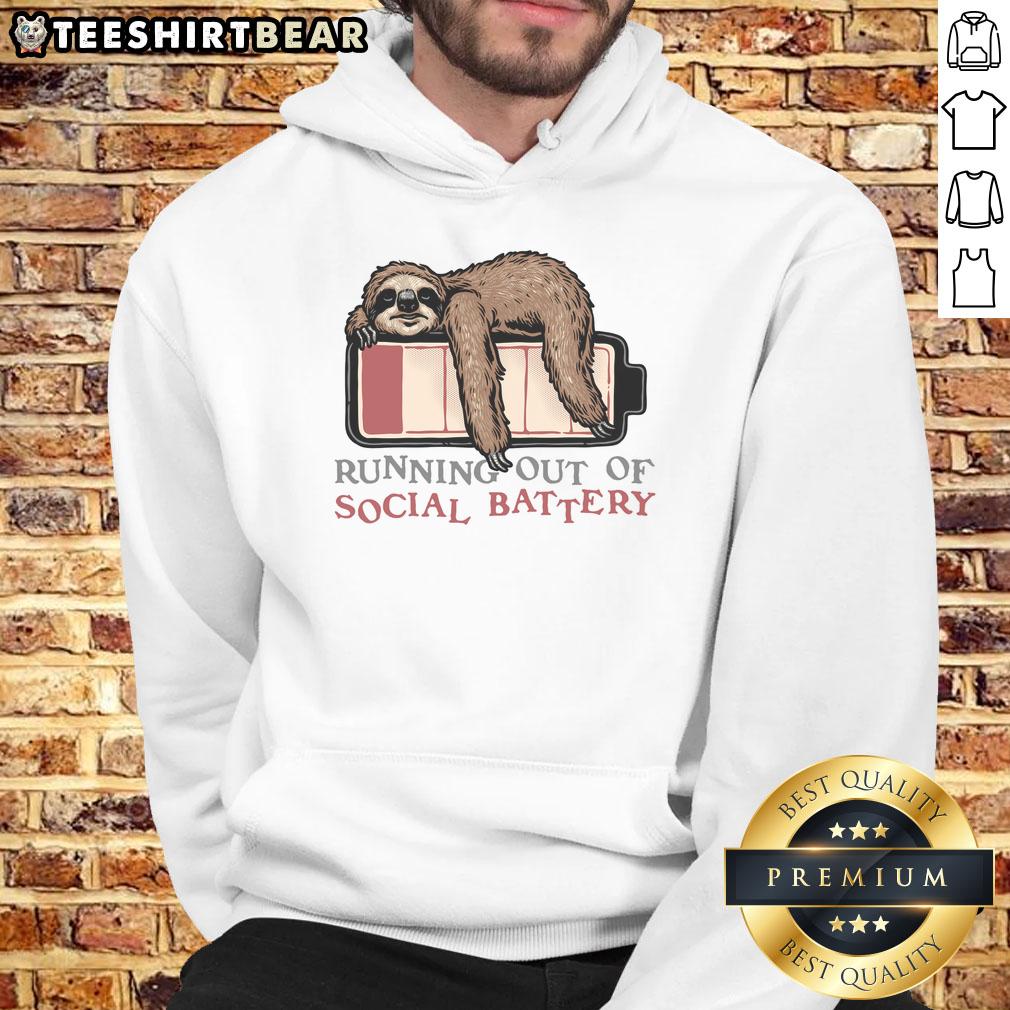 funny-running-out-of-social-battery-hoodie Funny Running Out Of Social Battery Hoodie featuring a humorous graphic for introverts and social media lovers.