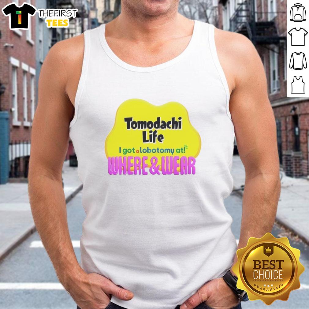 funny-tomodachi-life-i-got-a-lobotomy-at-where-and-wear-tank-top Funny Tomodachi Life scene with character in a tank top after a lobotomy, showcasing humor in the game.