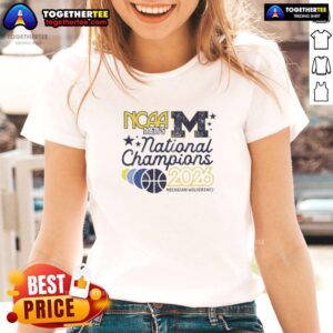 Alt Text: Michigan Wolverines Basketball Ladies Tee celebrating the Awesome NCAA Men's National Champions 2026 victory.