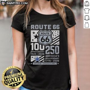 Nice Dallas Cowboys Route 66 Centennial 100th Anniversary Ladies Tee celebrating 250th America Anniversary 1926-2026.