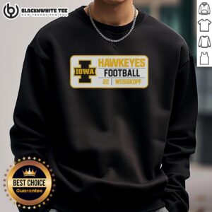 Good Iowa Hawkeyes Football 22 Weisskopf Sweatshirt featuring team colors and logo, perfect for fans and game day.