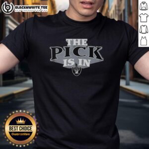 Top Las Vegas Raiders Pick Is In T-Shirt featuring team colors and logo, perfect for fans celebrating the draft.
