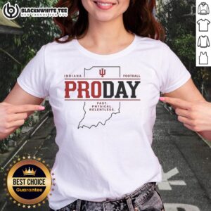 Official Fernando Mendoza Indiana Pro Day football ladies tee showcasing stylish design and team spirit for fans.