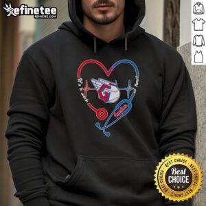 Pretty Cleveland Guardians hoodie featuring a heart and soul design with a stethoscope and heartbeat shape.