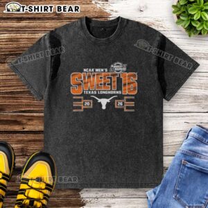 2026 NCAA Men's March Madness Sweet 16 Texas Longhorns washed t-shirt featuring team logo and vibrant colors.