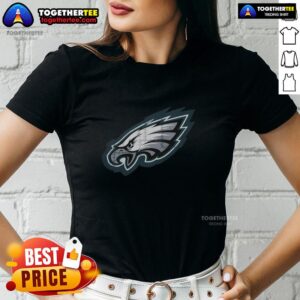 Nice Philadelphia Eagles Rivet Logo Ladies Tee featuring a stylish design for female fans of the NFL team.