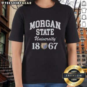1967 Original Morgan State Bears University mascot logo on a ladies tee, showcasing school spirit and vintage design.