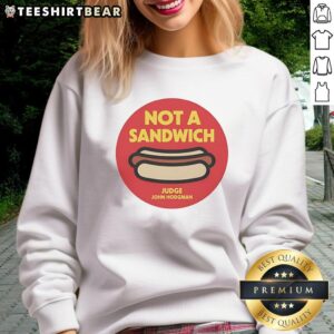 Awesome Not A Sandwich Judge John Hodgman logo sweatshirt in stylish design, perfect for fans of the podcast.
