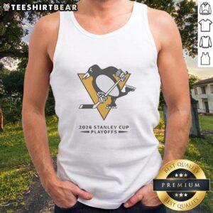 Stylish tank top featuring the Pittsburgh Penguins logo for the 2026 NHL Stanley Cup Playoffs, perfect for fans.