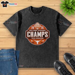 Hot Texas Longhorns 2026 SEC Women's Tennis Tournament Champions logo on a washed t-shirt, perfect for fans.
